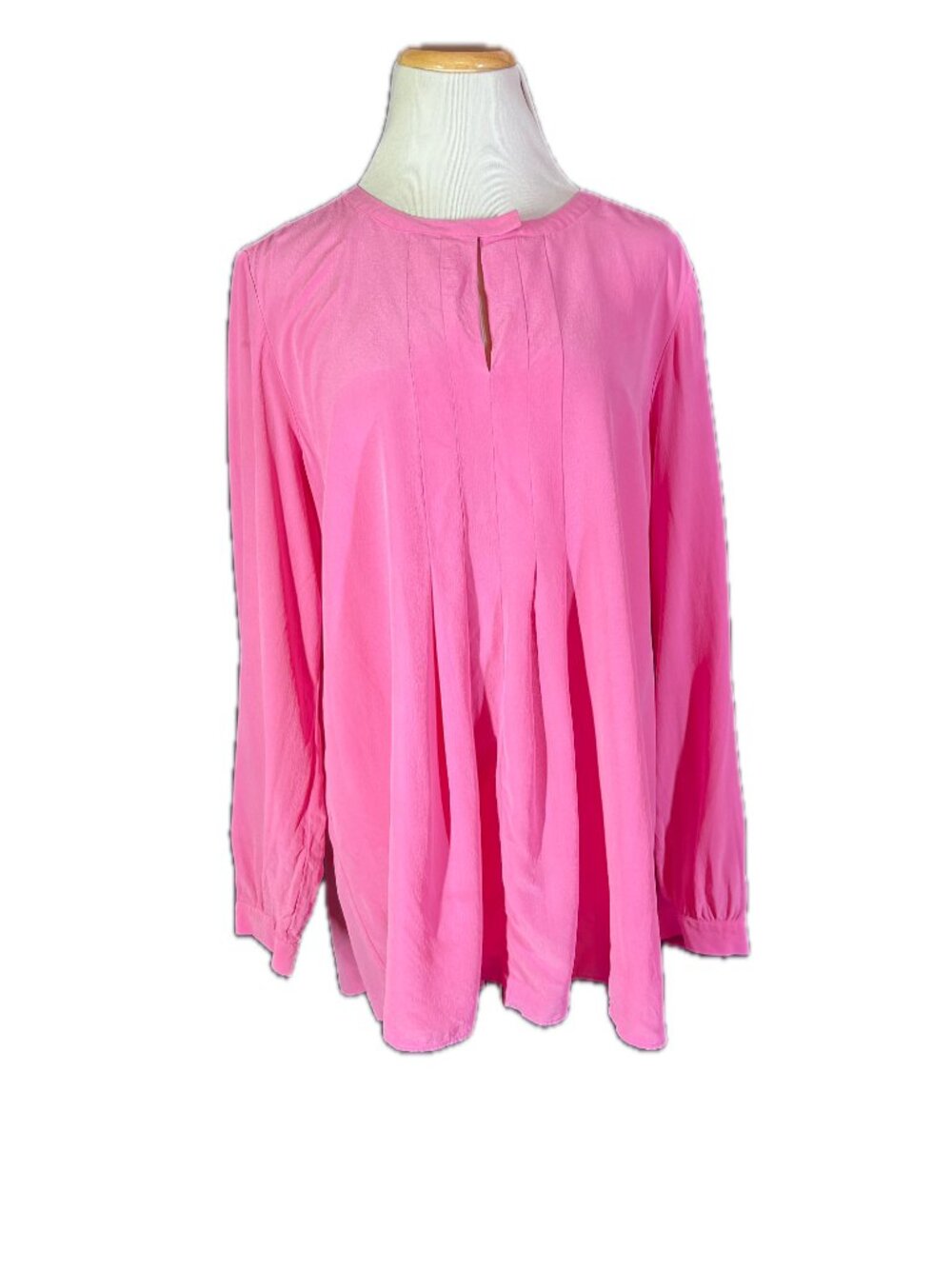 Lafayette 148 Size XL Bubblegum Pink Silk Long Sleeve Tunic Top *Flaws
